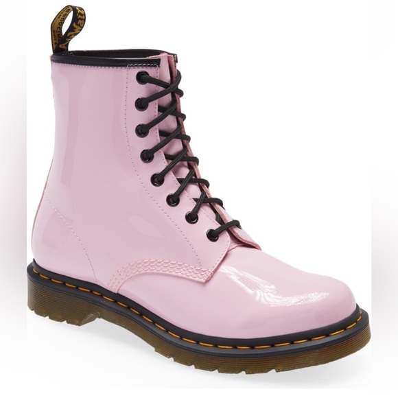 Doc Martens Lace Up Boots Patent Lamper Leather Pale Pink SZ 9 /41 - Picture 2 of 15